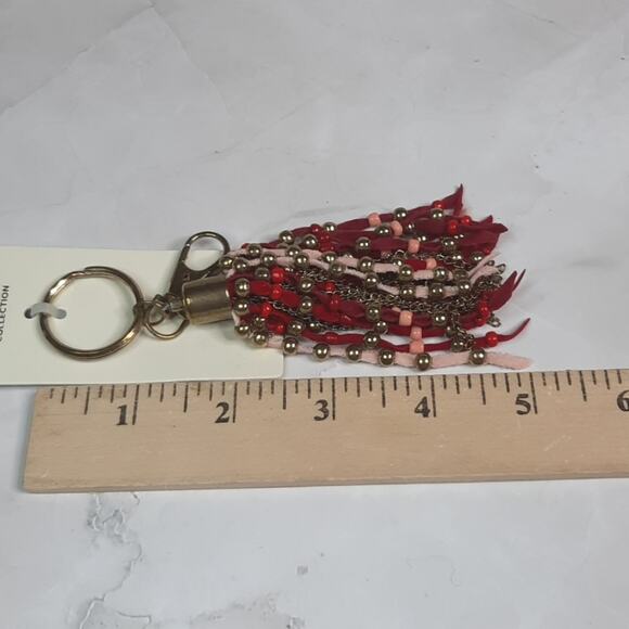 Mia Collection Red Beaded Fringe Key Chain - Picture 5 of 5